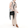 ADBG1572A American Darling Black Genuine Suede Leather Crossbody Bag with Fringe & Buck Stitch Detailing