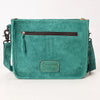 ADBG1572 American Darling Western Genuine Suede Leather Crossbody Bag with Fringe & Buck Stitch Detailing