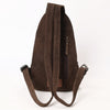 ADBG1573 American Darling Genuine Suede Leather Sling Bag with Hand Tooled Floral Front & Buck Stitch Details