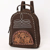 ADBG1574 American Darling Genuine Suede Leather Backpack Bag with Hand Tooled Floral Front & Buck Stitch Accents