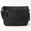 ADBG1565D American Darling Western Leather Crossbody Bag with Fringe & Croc Embossed Detailing Black