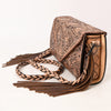 ADBG1581 American Darling Western Leather Envelope Bag with Fringe and Hand-Tooled Detailing