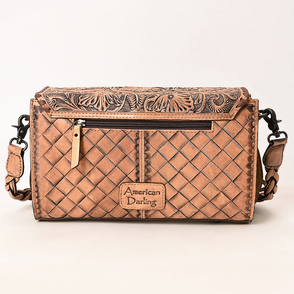 ADBG1581 American Darling Western Leather Envelope Bag with Fringe and Hand-Tooled Detailing