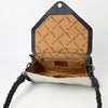 ADBG1582 American Darling Western Hand-Tooled Floral Envelop Bag with Hair-On Cowhide and Braided Strap