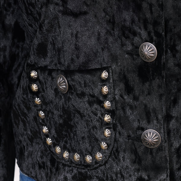 ADDR010 American Darling Black Velvet Fabric Jacket Western Studded Concho Top