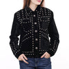 ADDR020 American Darling Black Velvet Fabric Jacket Western Studded Concho Button Down Top