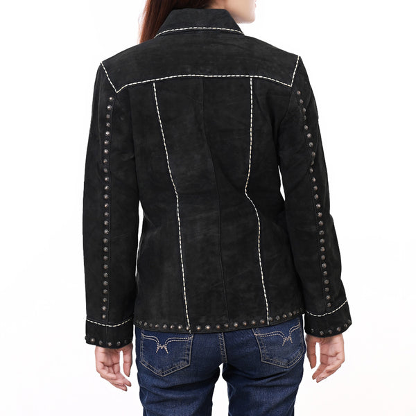 ADJKTLTR018 Genuine Leather Women Shirt Jacket Dress
