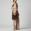 ADBGM487 Two-Tone Leather Fringe Messenger - Western Turquoise Concho & Braided Strap