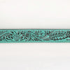 ADBL175 Hand-Tooled Turquoise Floral Western Leather Belt with Oval Buckle