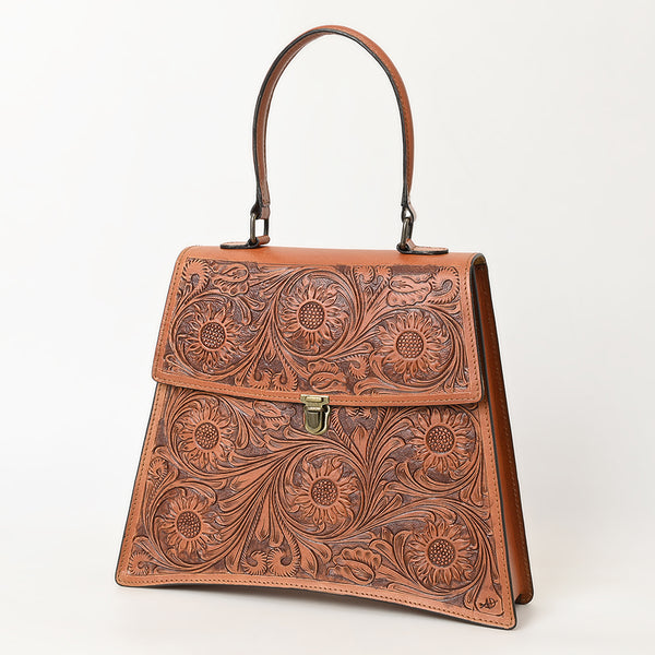 ADBGZ808 Hand-Tooled Leather Flap Tote Bag - Western Top Handle Purse