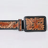 ADBLF270 Icy Turquoise Navajo Beaded Western Belt with Tooled Leather Buckle