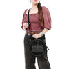 ADBG1549D American Darling Black Genuine Suede Western Canteen Bag with Stitch Detailing | Handcrafted Round Purse