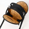 ADBG1549D American Darling Black Genuine Suede Western Canteen Bag with Stitch Detailing | Handcrafted Round Purse