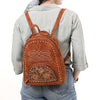 ADBG1574 American Darling Genuine Suede Leather Backpack Bag with Hand Tooled Floral Front & Buck Stitch Accents
