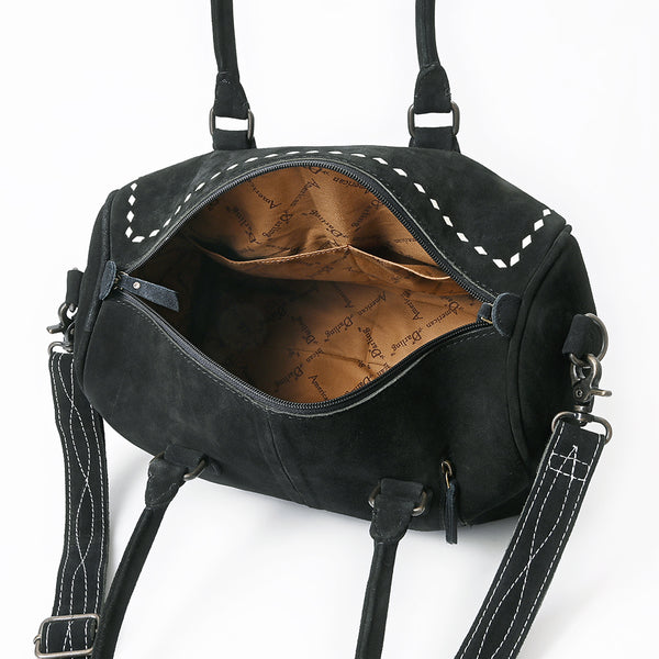 ADBG1585A American Darling Western Genuine Leather Duffel Bag with Genuine Suede Finish & Boot-Stitched Detailing