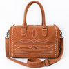 ADBG1585 American Darling Western Genuine Leather Duffel Bag with Genuine Suede Body & Boot-Stitched Detailing