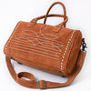 ADBG1585 American Darling Western Genuine Leather Duffel Bag with Genuine Suede Body & Boot-Stitched Detailing