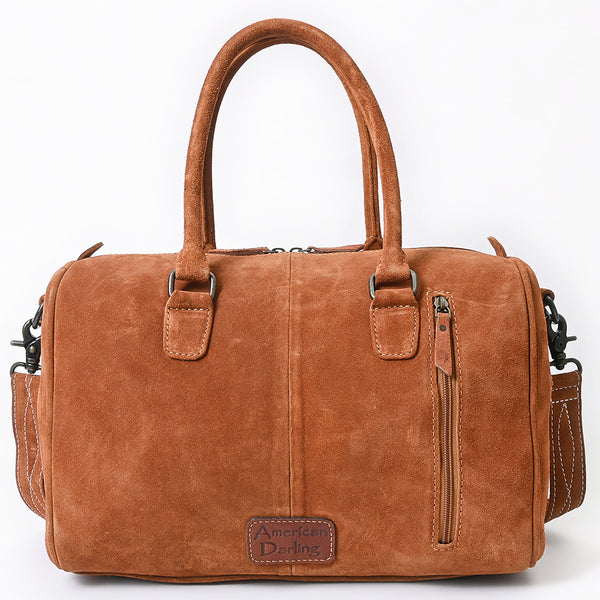 ADBG1585 American Darling Western Genuine Leather Duffel Bag with Genuine Suede Body & Boot-Stitched Detailing