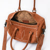 ADBG1585 American Darling Western Genuine Leather Duffel Bag with Genuine Suede Body & Boot-Stitched Detailing
