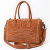 ADBG1585 American Darling Western Genuine Leather Duffel Bag with Genuine Suede Body & Boot-Stitched Detailing
