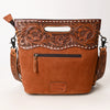 ADBG1584 American Darling Hand-Tooled Western Leather Cross Body Bag with Fringe & Carved Detailing