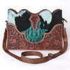 ADBG1586 American Darling Hair-On Cowhide Western Leather Cross Body Bag with Tooled Floral Detailing