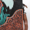 ADBG1586 American Darling Hair-On Cowhide Western Leather Cross Body Bag with Tooled Floral Detailing