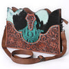 ADBG1586 American Darling Hair-On Cowhide Western Leather Cross Body Bag with Tooled Floral Detailing