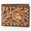 ADBG1592 American Darling Hand-Tooled Leather Wallet Hand Bag with Western Buck Stitching & Floral Detailing