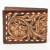 ADBG1592 American Darling Hand-Tooled Leather Wallet Hand Bag with Western Buck Stitching & Floral Detailing