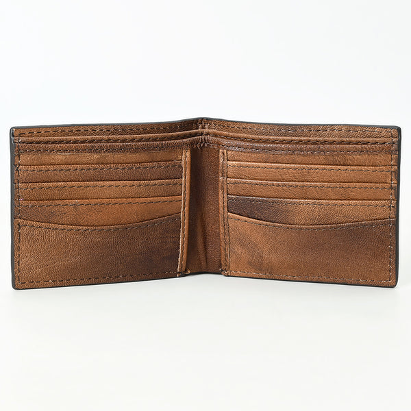 ADBG1592 American Darling Hand-Tooled Leather Wallet Hand Bag with Western Buck Stitching & Floral Detailing