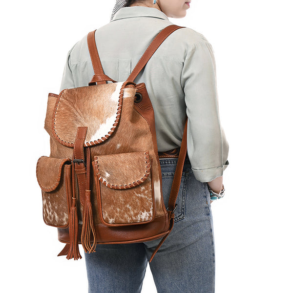 american west leather backpack Darling Hand Tooled Floral Carved Genuine and american west signature 100% cotton lining with 1 interior zipper pocket Retro Romance Backpack - Black