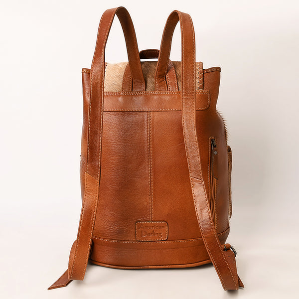 ADBG1596 American Darling Western Genuine Leather Backpack Bag with Hair-On Cowhide and Tassel Detailing