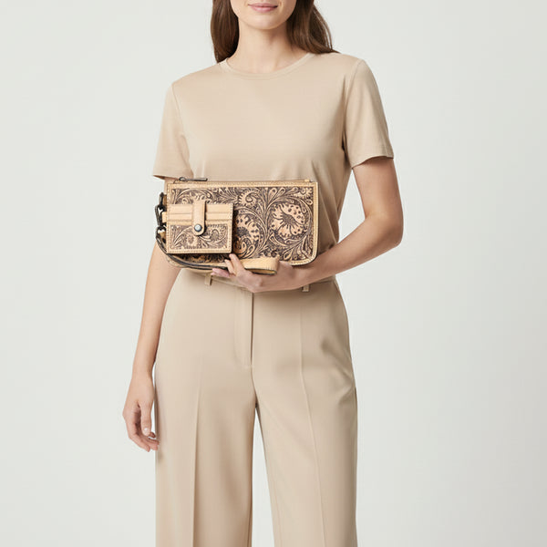 ADBGZ895 Tooled Leather Wristlet & Cardholder Set | American Darling