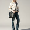 ADBGZ898A Black Hand-Tooled Genuine Leather Western Messenger Bag