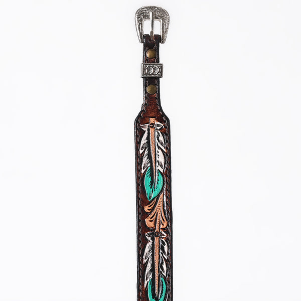 ADHTBR124 Hand tooled Genuine American Leather Hatband Unisex