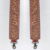 ADBT147 Wide Hand-Tooled Leather Bag Strap with Whipstitch Edges - Western Floral Carved Replacement