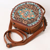 ADBG1611 American Darling Western Genuine Leather Hand-Tooled Canteen Bag with Buck-Stitched Detailing