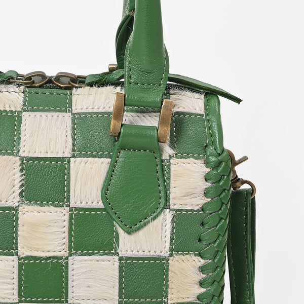 ADBGM1097 Checkered Hair On Hide & Leather Speedy Bag - American Darling