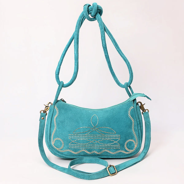 ADBGA645 Genuine suede Western Crossbody Bag with Contrast Stitching & Dual Strap Design