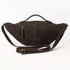 ADBG1618 American Darling Western Genuine Suede Leather Fanny Pack with Boot Stitching Handmade Black Waist Bag