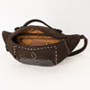ADBG1618 American Darling Western Genuine Suede Leather Fanny Pack with Boot Stitching Handmade Black Waist Bag