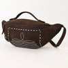 ADBG1618 American Darling Western Genuine Suede Leather Fanny Pack with Boot Stitching Handmade Black Waist Bag