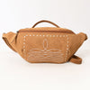 ADBG1618 American Darling Western Genuine Suede Leather Fanny Pack with Boot Stitching Handmade Black Waist Bag