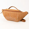 ADBG1618 American Darling Western Genuine Suede Leather Fanny Pack with Boot Stitching Handmade Black Waist Bag