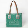 ADBG1619 American Darling Western Genuine Suede Leather Tote Bag with Boot Stitching and Concho Accents