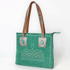 ADBG1619 American Darling Western Genuine Suede Leather Tote Bag with Boot Stitching and Concho Accents