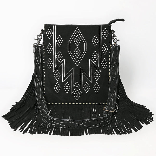ADBG1621 American Darling Western Leather Large Crossbody Bag with Fringe | Genuine Suede Handmade Purse
