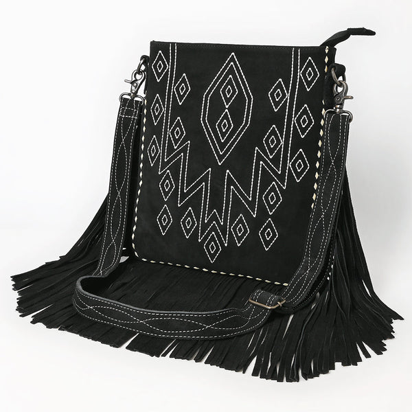 ADBG1621 American Darling Western Leather Large Crossbody Bag with Fringe | Genuine Suede Handmade Purse