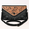 ADBG1623A American Darling Black Western Genuine Suede Leather Envelop Bag with Hand-Tooled Detailing